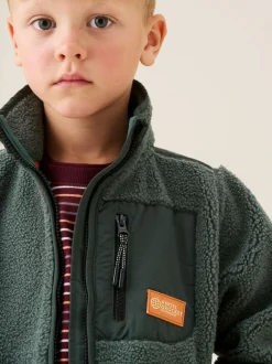 Angel & Rocket Green Aaron Zip Through Sherpa Fleece Online