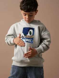 Angel & Rocket Grey Sonic Sequin 100% Cotton Hoodie Hot