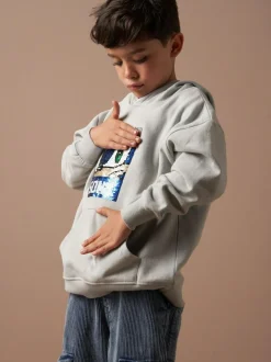 Angel & Rocket Grey Sonic Sequin 100% Cotton Hoodie Hot