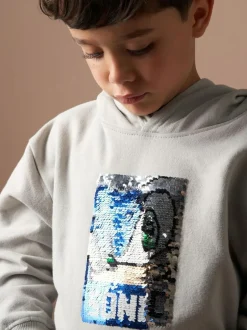 Angel & Rocket Grey Sonic Sequin 100% Cotton Hoodie Hot