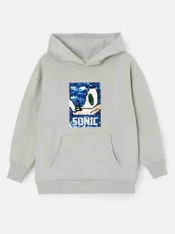 Angel & Rocket Grey Sonic Sequin 100% Cotton Hoodie Hot