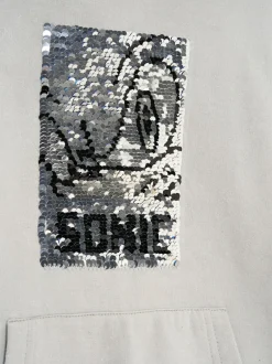 Angel & Rocket Grey Sonic Sequin 100% Cotton Hoodie Hot