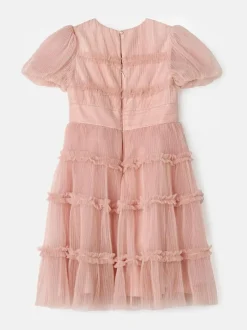 Angel & Rocket Pink Clara Pleated Mesh Corsage Dress