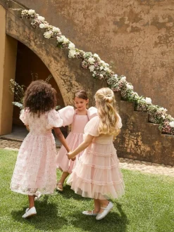 Angel & Rocket Pink Clara Pleated Mesh Corsage Dress