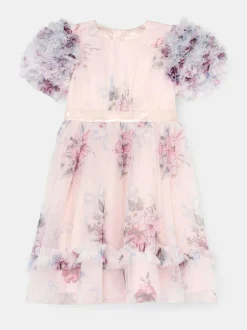 Angel & Rocket Florence Blush Ruffle Sleeve Mesh Dress Pink
