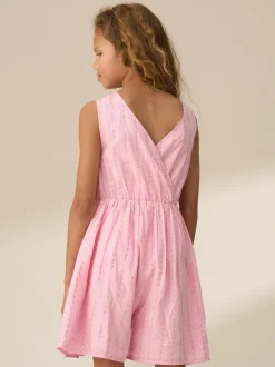 Angel & Rocket Lina Printed Linen Playsuit Pink Outlet