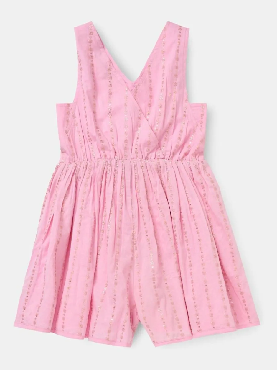 Angel & Rocket Lina Printed Linen Playsuit Pink Outlet