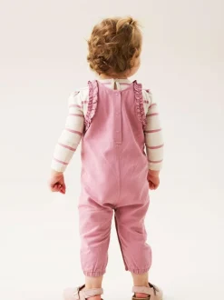 Angel & Rocket Pink Mila Frill Shoulder Dungaree And Print Bodysuit