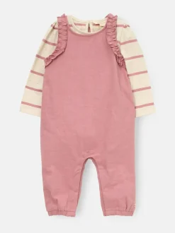 Angel & Rocket Pink Mila Frill Shoulder Dungaree And Print Bodysuit
