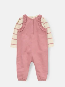 Angel & Rocket Pink Mila Frill Shoulder Dungaree And Print Bodysuit