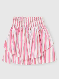 Angel & Rocket Pink Tammy Stripe Shirred Waist Mini Skirt Best