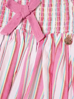 Angel & Rocket Pink Tammy Stripe Shirred Waist Mini Skirt Best