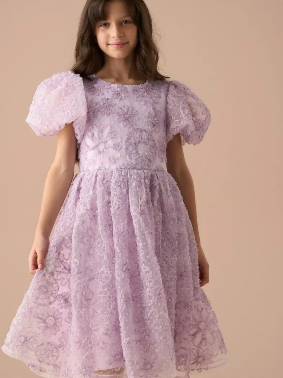 Angel & Rocket Purple Ines Purple Embellished Puff Sleeve Dress Outlet