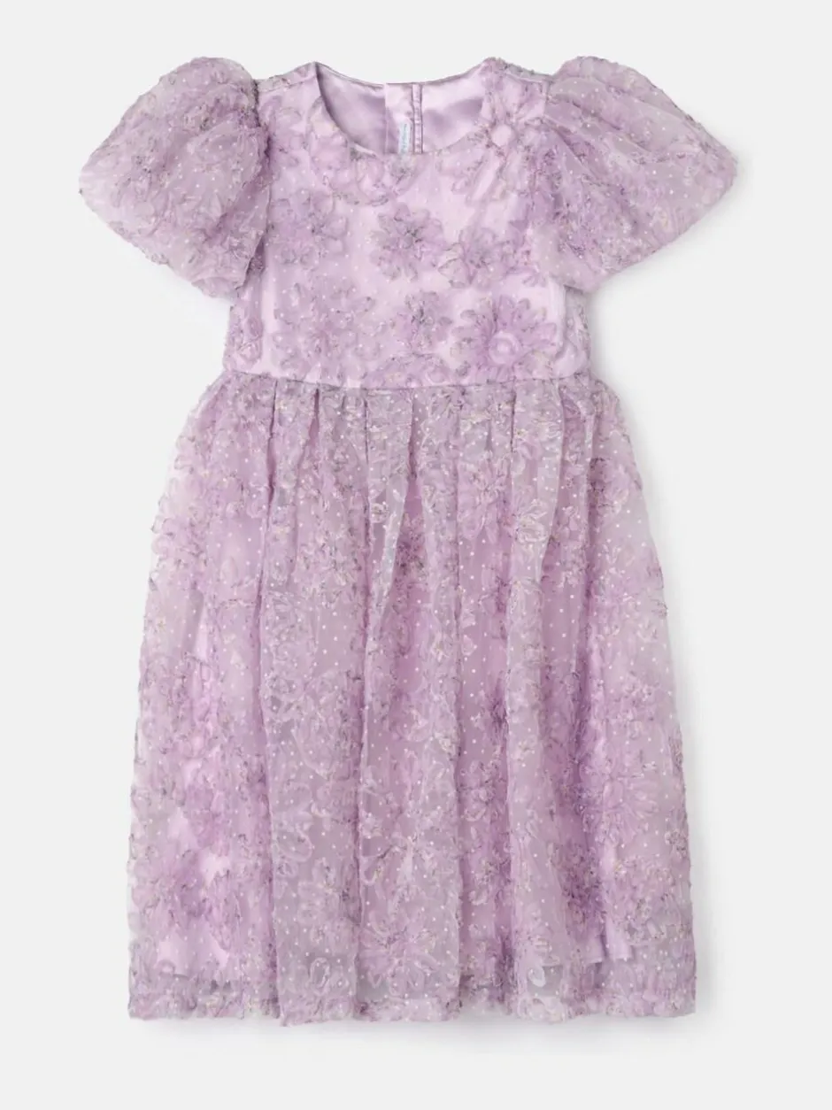 Angel & Rocket Purple Ines Purple Embellished Puff Sleeve Dress Outlet