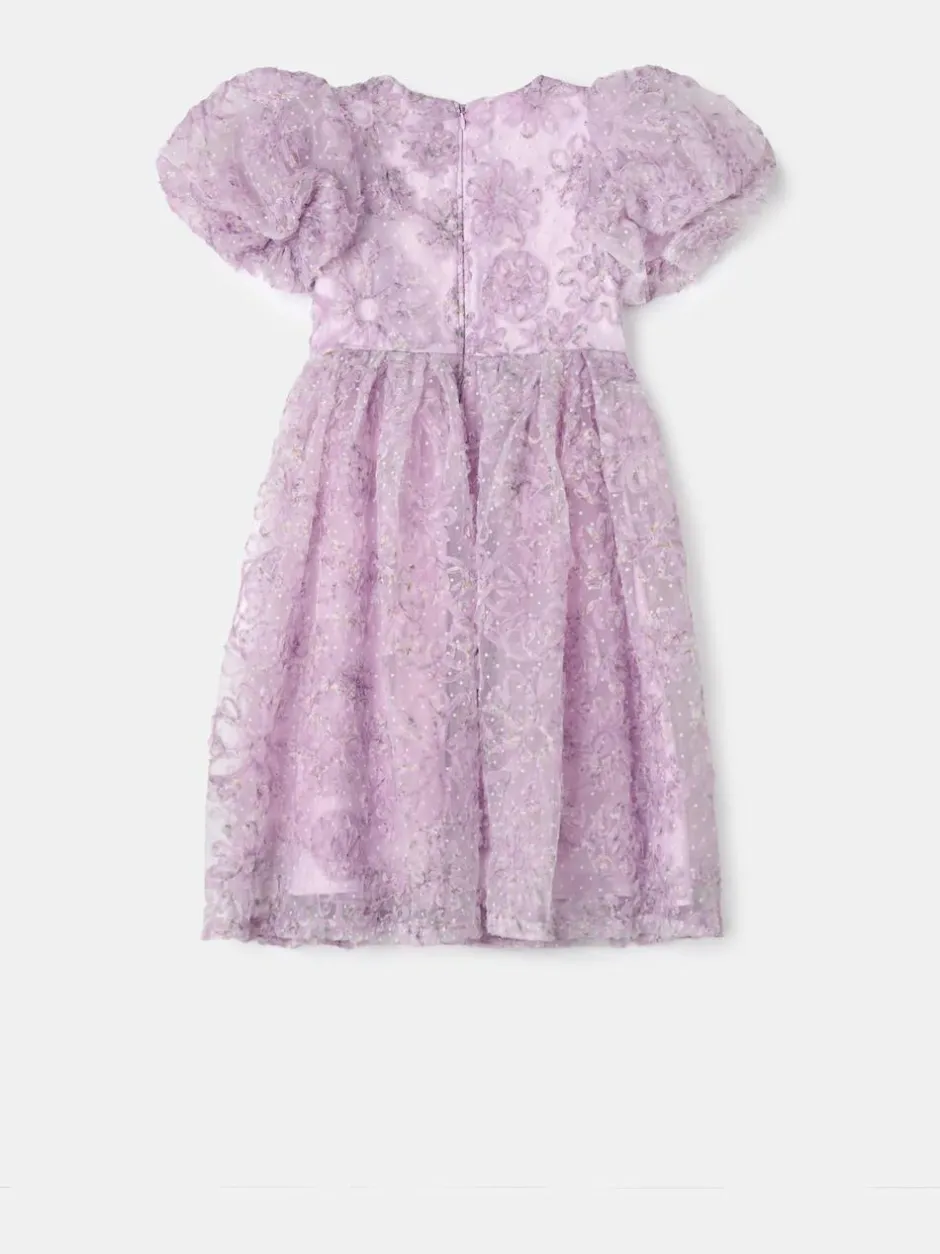 Angel & Rocket Purple Ines Purple Embellished Puff Sleeve Dress Outlet