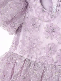 Angel & Rocket Purple Ines Purple Embellished Puff Sleeve Dress Outlet