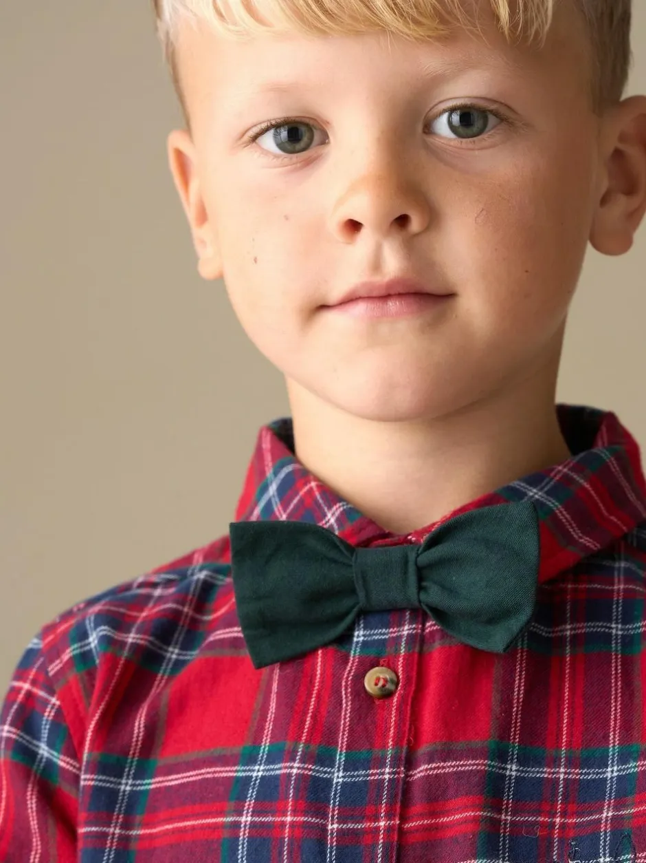 Angel & Rocket Camden Brushed Shirt With Bow Tie Red New