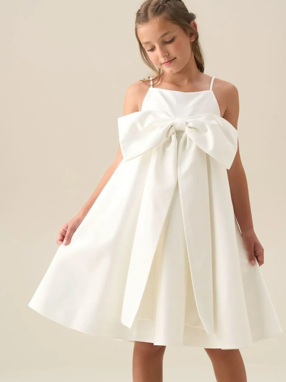 Angel & Rocket White Gabriella Bow Pleat Dress Hot