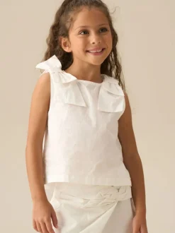 Angel & Rocket White Laurel Bow Detail Vest Clearance
