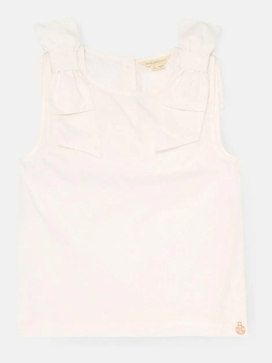 Angel & Rocket White Laurel Bow Detail Vest Clearance