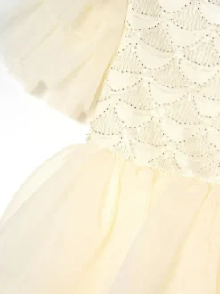 Angel & Rocket White Tiffany Ivory Beaded Tiered Tulle Dress Sale