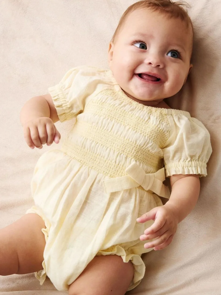 Angel & Rocket Yellow Etta Shirred Rompersuits Online