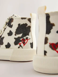 Next Animal Cow Print Standard Fit (F) High Top Trainers