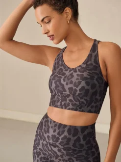 Next Active Double Strap Cross-Over Sports Bra Animal Print Online