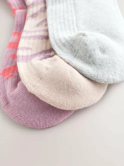 Next Animal Print Cotton Rich Cushioned Sole Ribbed Ankle Socks 3 Pack Sale