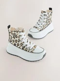 Next Extra Chunky Lace-Up With Zip Trainers Animal Print Discount