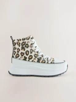 Next Extra Chunky Lace-Up With Zip Trainers Animal Print Discount