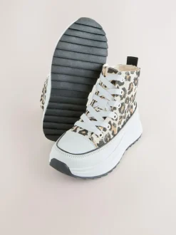Next Extra Chunky Lace-Up With Zip Trainers Animal Print Discount