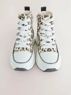 Next Extra Chunky Lace-Up With Zip Trainers Animal Print Discount