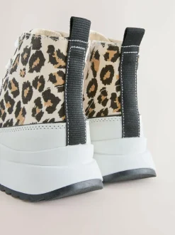 Next Extra Chunky Lace-Up With Zip Trainers Animal Print Discount