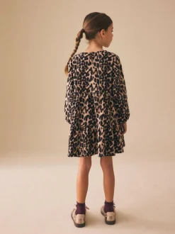 Next Animal Print Long Sleeve Jersey Dress (3-16yrs) Outlet