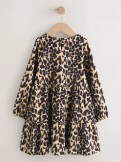 Next Animal Print Long Sleeve Jersey Dress (3-16yrs) Outlet