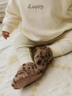 Next Baby Cosy Touch Fasten Boots (0-18mths) Animal Tan Brown Discount
