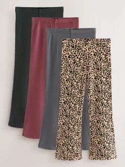 Next 4 Pack Flared Leggings (3-16yrs) Animal/Red Hot