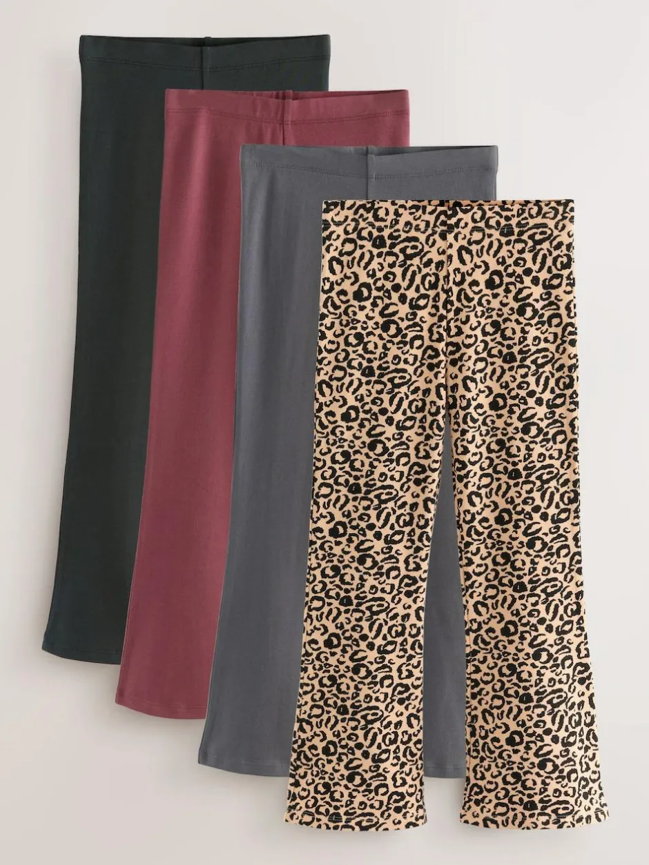 Next 4 Pack Flared Leggings (3-16yrs) Animal/Red Hot
