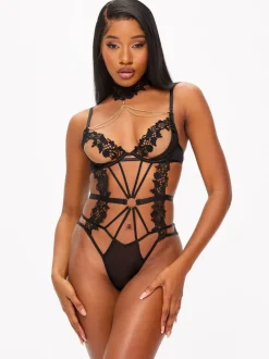 Ann Summers Black Evening Desire Sheer Foldover Body Discount