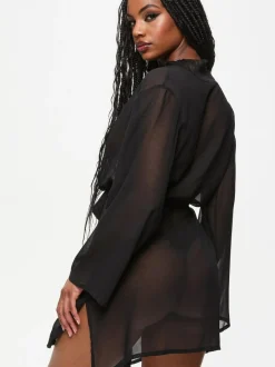 Ann Summers The Promising Chiffon Robe Black