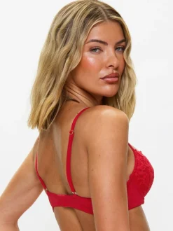 Ann Summers Pad Balcony Sexy Lace Underwi Bra Red