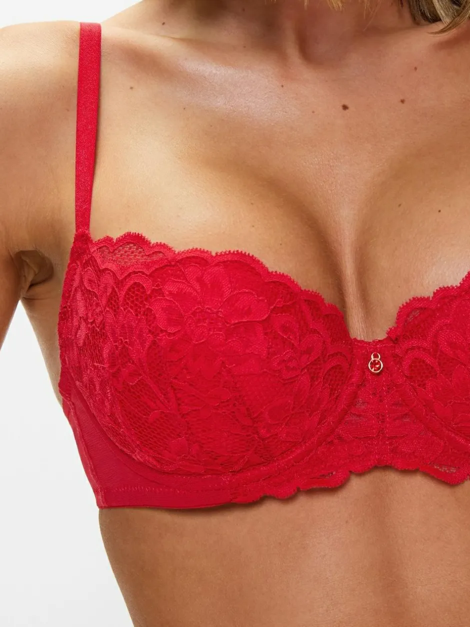 Ann Summers Pad Balcony Sexy Lace Underwi Bra Red