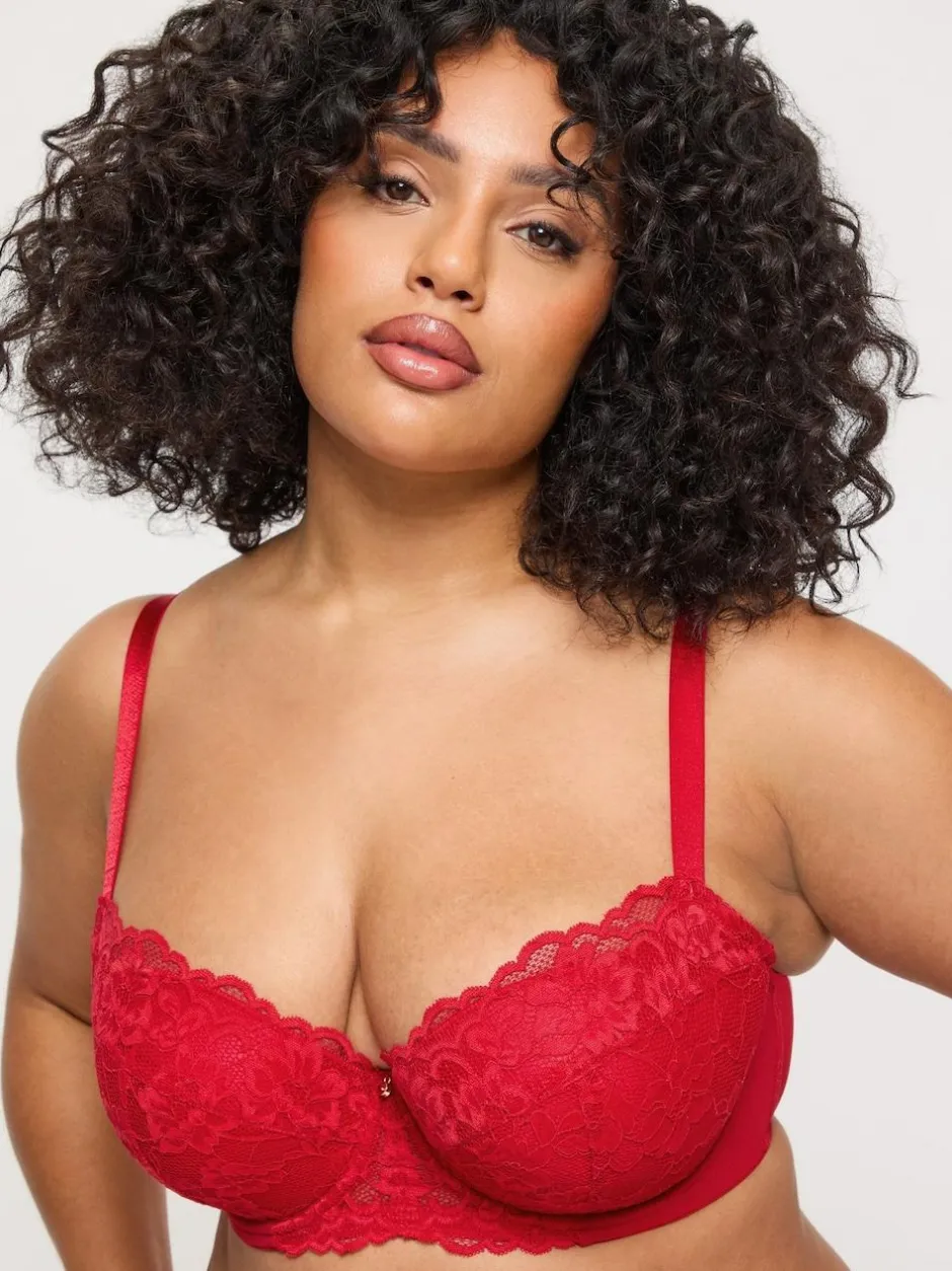 Ann Summers Pad Balcony Sexy Lace Underwi Bra Red