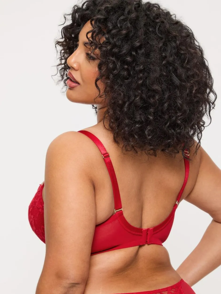 Ann Summers Pad Balcony Sexy Lace Underwi Bra Red
