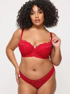 Ann Summers Pad Balcony Sexy Lace Underwi Bra Red