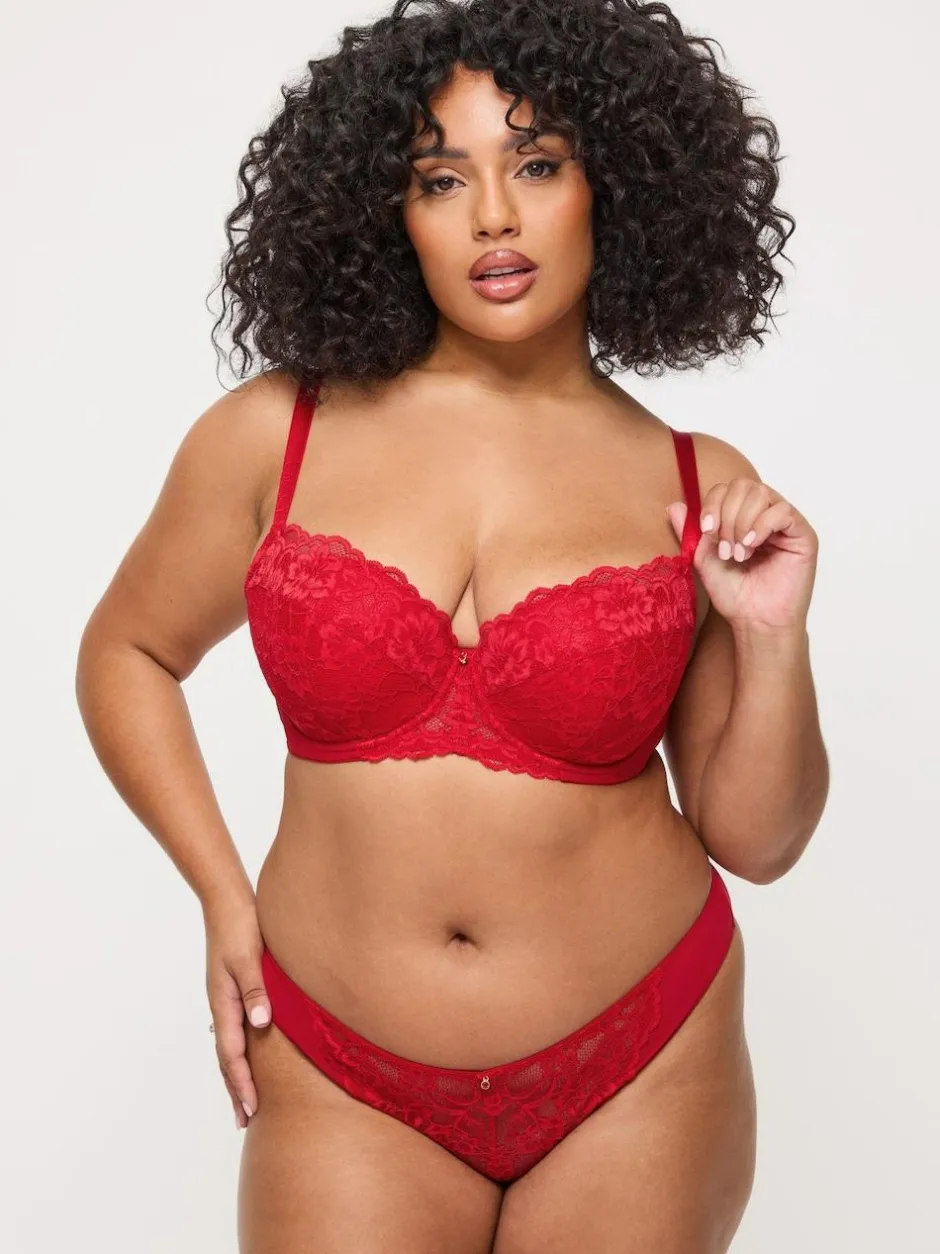 Ann Summers Pad Balcony Sexy Lace Underwi Bra Red