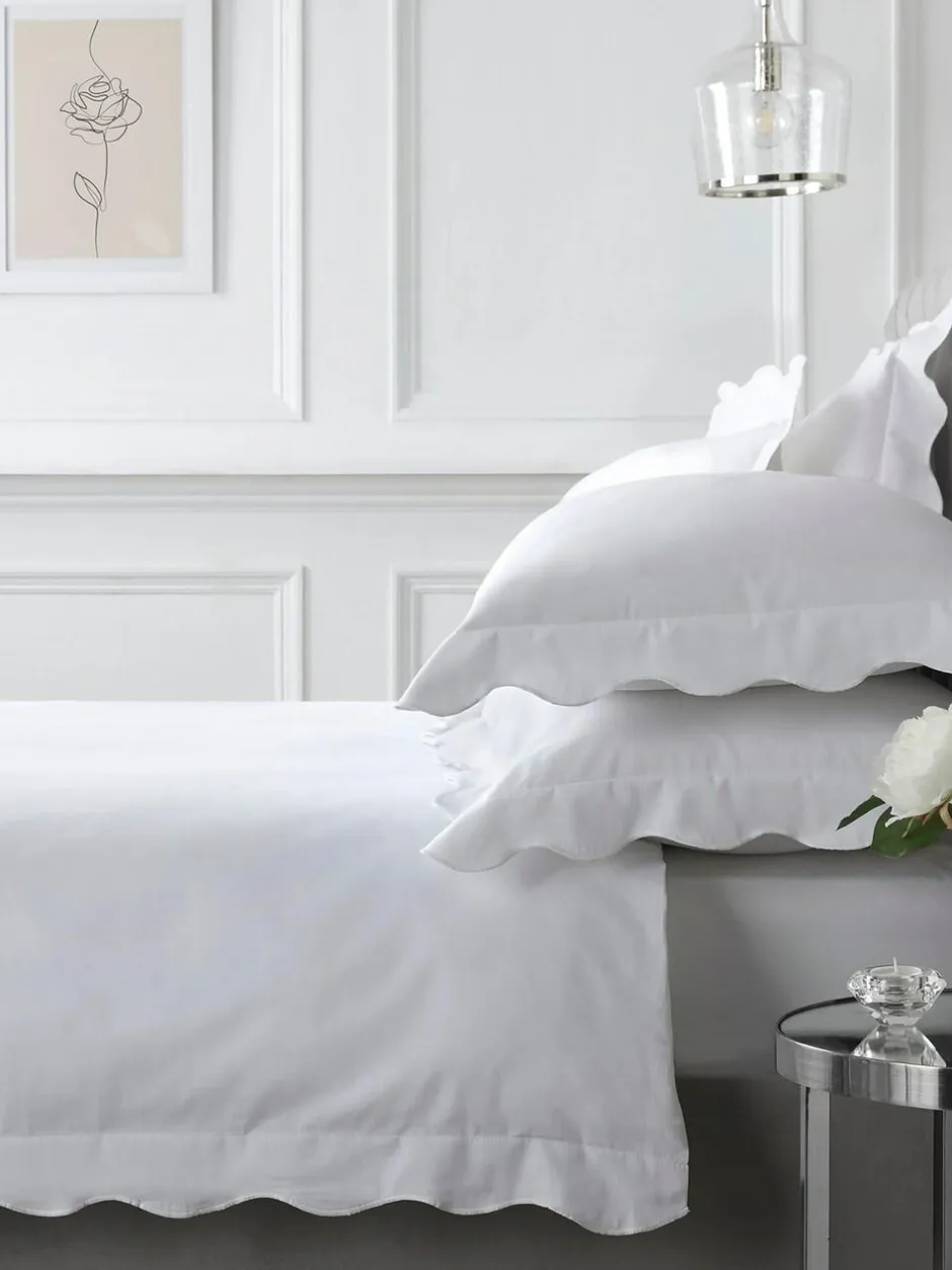 Appletree White Scallop Edge 200 Thread Count 100% Cotton Duvet Cover Set Online