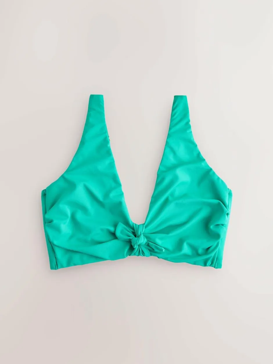 Next DD+ Knot Front Plunge Bikini Top Aqua Green Hot