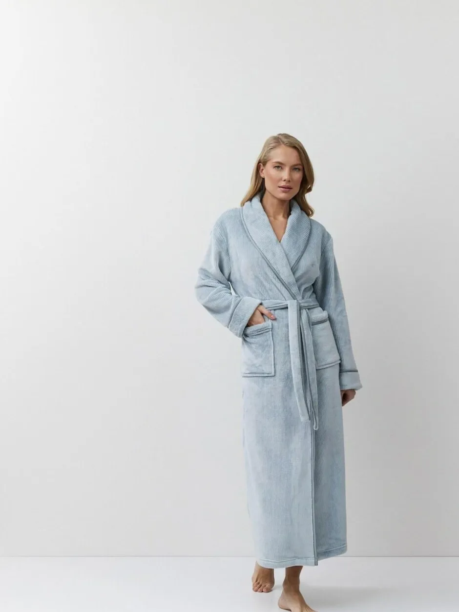 Aruelle Blue Pin Stripe Lea Long Robe Clearance